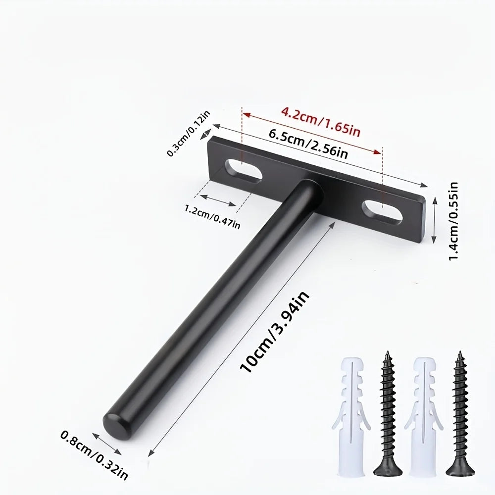 T-Shaped Invisible Shelf Brackets - 10PCS Thickened Iron Concealed Mounting Supports