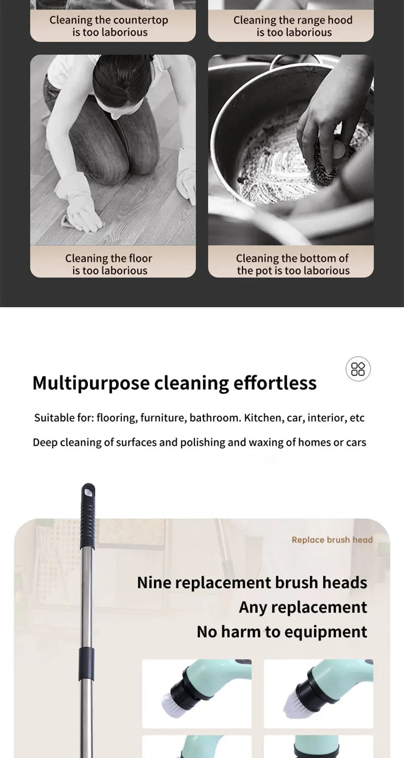 Wireless Electric Cleaning Brush – Multifunctional Rotating Brush for Bathroom, Window, Kitchen & Automotive