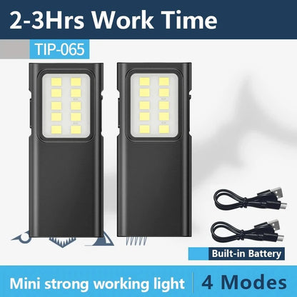Portable COB LED Flashlight – USB Rechargeable Work Light with Pen Clip, Super Bright for Camping & Car Repair