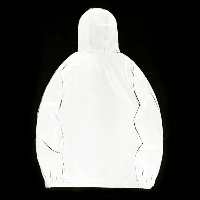 New Men’s Reflective Jacket - Solid Color Polyester Night Reflective Student and Dance Trend Jacket