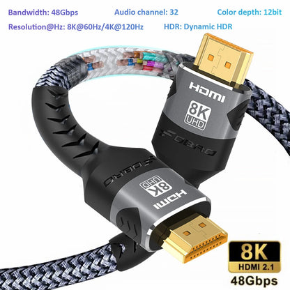 8K HDMI 2.1 Cable – 48Gbps High-Speed Adapter, 4K@120Hz & 8K@60Hz, eARC HDR Video for PC, Laptop, TV Box, PS5, RTX 3080