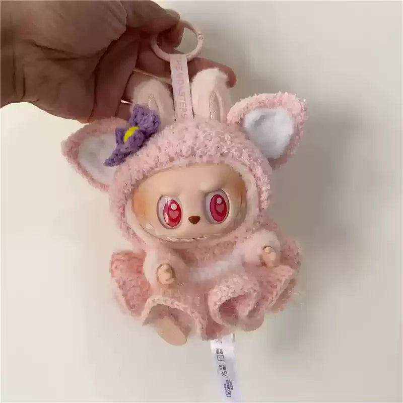 Labubu 17cm Heartbeat Macaron Monkey Toy – Stand-Up Dress-Up Jacket & Pants Suit