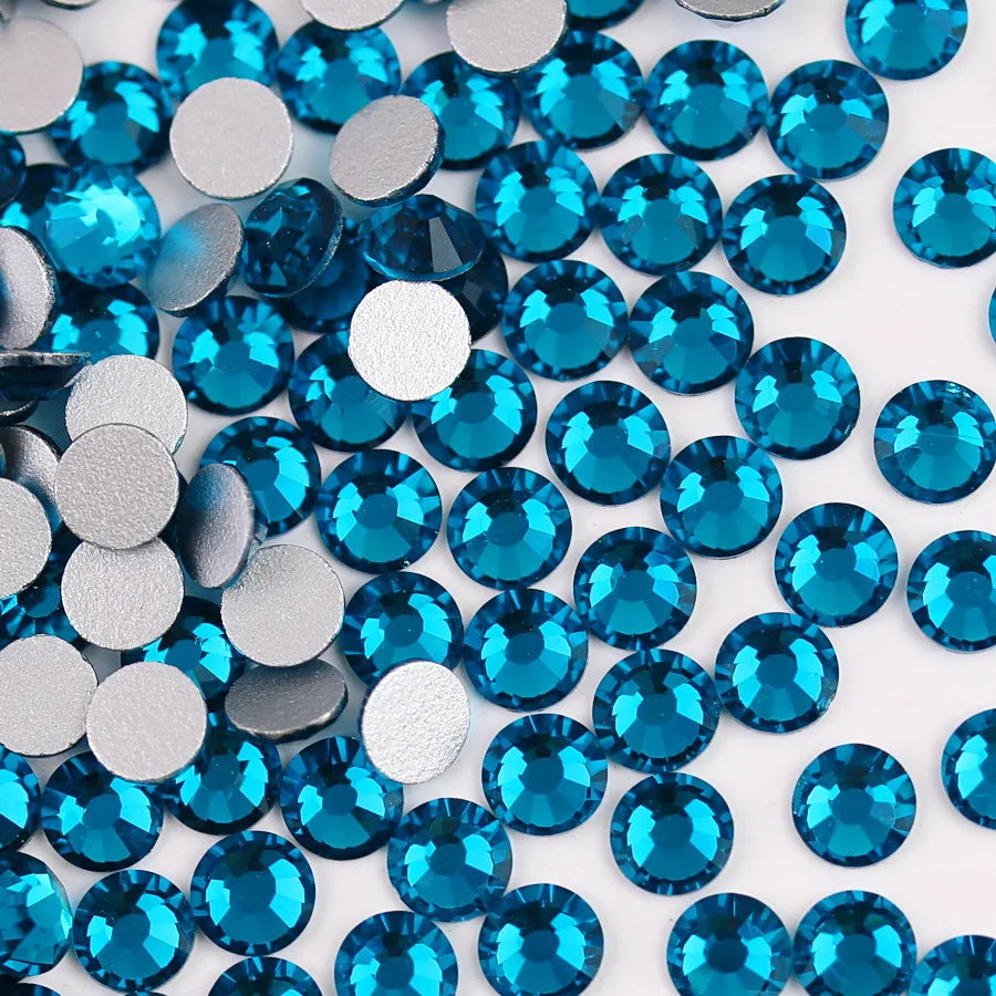 Glass Crystal Flatback Rhinestones Set SS6–SS30 – Non-Hotfix Round Glue-On Gems for Nail Art, DIY Crafts & Jewelry Decoration