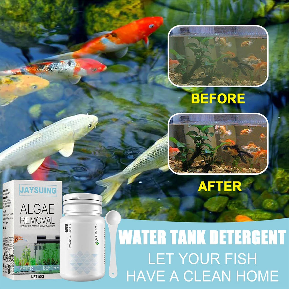 50g Aquarium Moss Remover – Fish Tank Water Purification & Algae Cleaning Powder, Includes Spoon for Easy Use