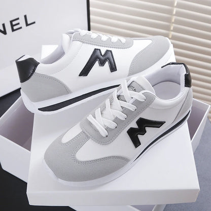 2024 Women’s Casual Walking Shoes - Summer Flat Lace-Up Leather Sneakers, High-Quality Fashion Flat-Bottom Gump Sneakers