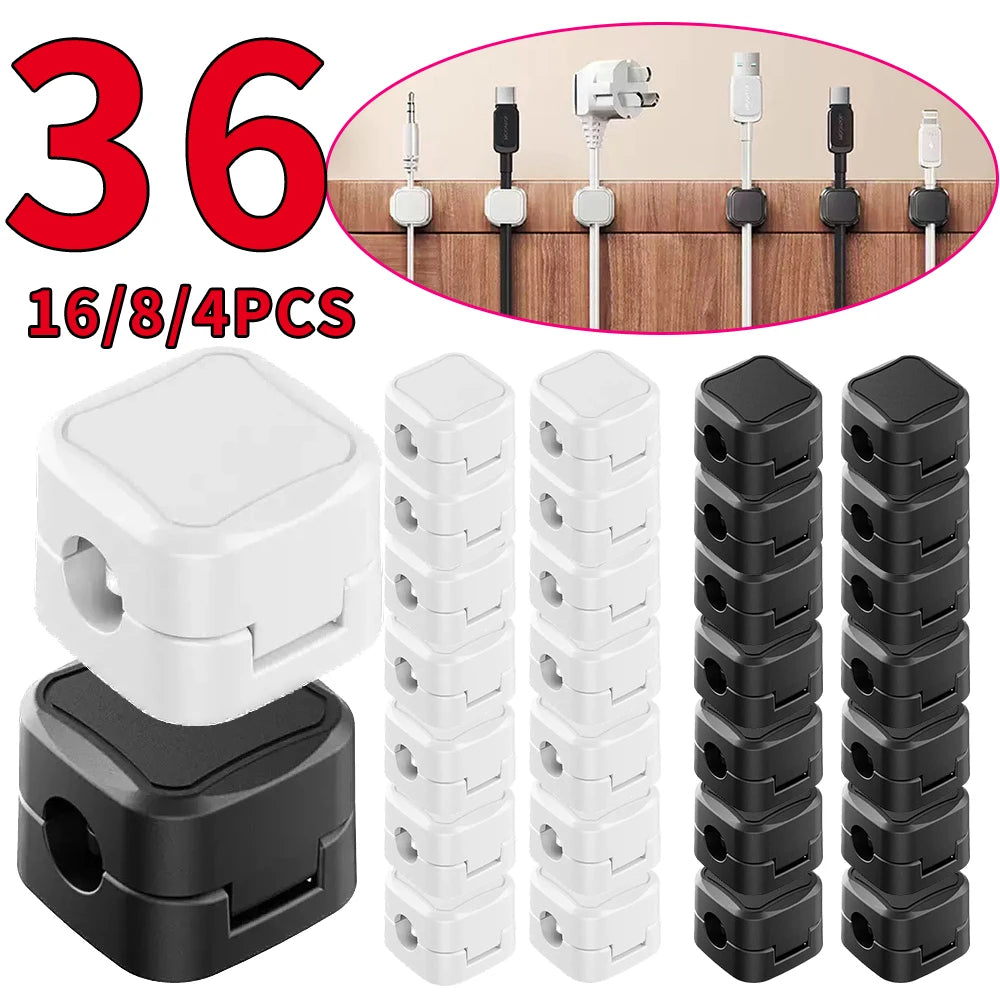Magnetic Cable Clips – Adjustable Cord Holders for Desk Cable Management, 4/8/16/36PCS Organizer