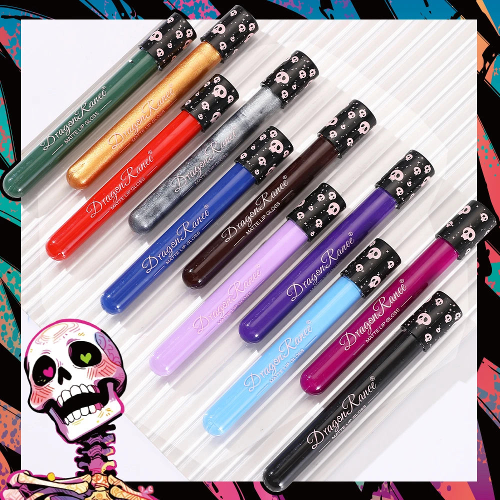 Colored Lip Gloss – Waterproof Matte Lip Glaze in Test Tube, Easy-to-Apply, Long-Lasting Party Lip Makeup