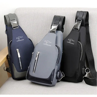 Men's Waterproof Oxford Chest Bag – Korean Style Casual Sport Crossbody Shoulder Messenger Bag