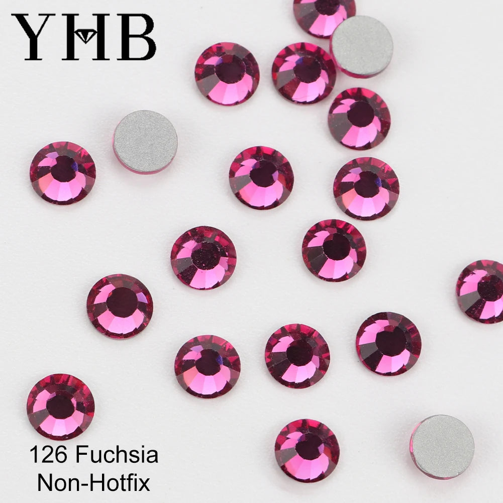 YHB Cold Fix Crystal Flatback Rhinestones - Silver Back Non Hotfix DIY Gems for Nail Art, Bags, Shoes, Garments & Phone Decoration