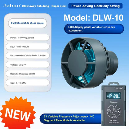 Jebao Jecod DLW Series Bluetooth Aquarium Wave Pump – 2024 Smart Mute DC Water Pump for Saltwater Fish Tanks