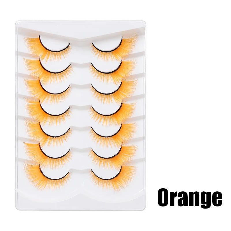 Colorful Halloween False Eyelashes – Blue, Red & Pink Cosplay Fake Lash Extensions for Makeup Looks