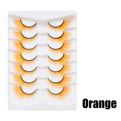 Colorful Halloween False Eyelashes – Blue, Red & Pink Cosplay Fake Lash Extensions for Makeup Looks