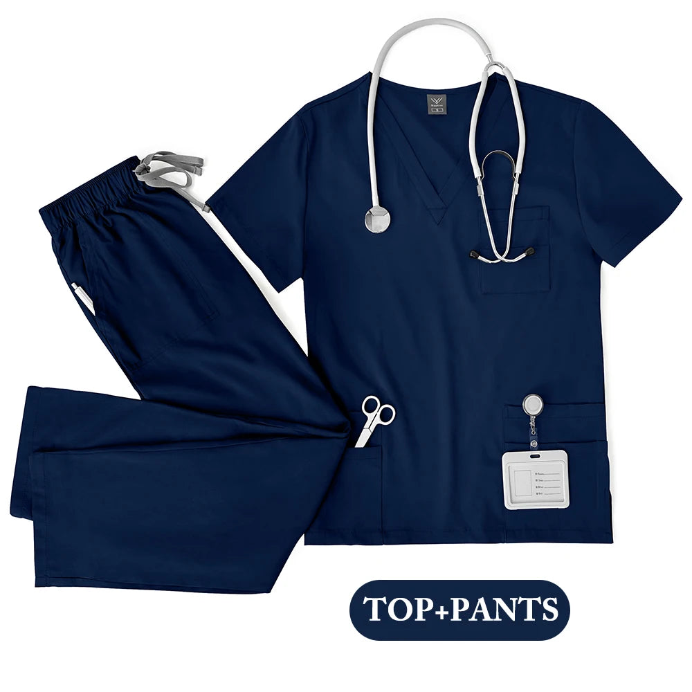 Unisex Medical Scrub Set - Nursing, Dental, Lab & Clinical Workwear Top and Pants