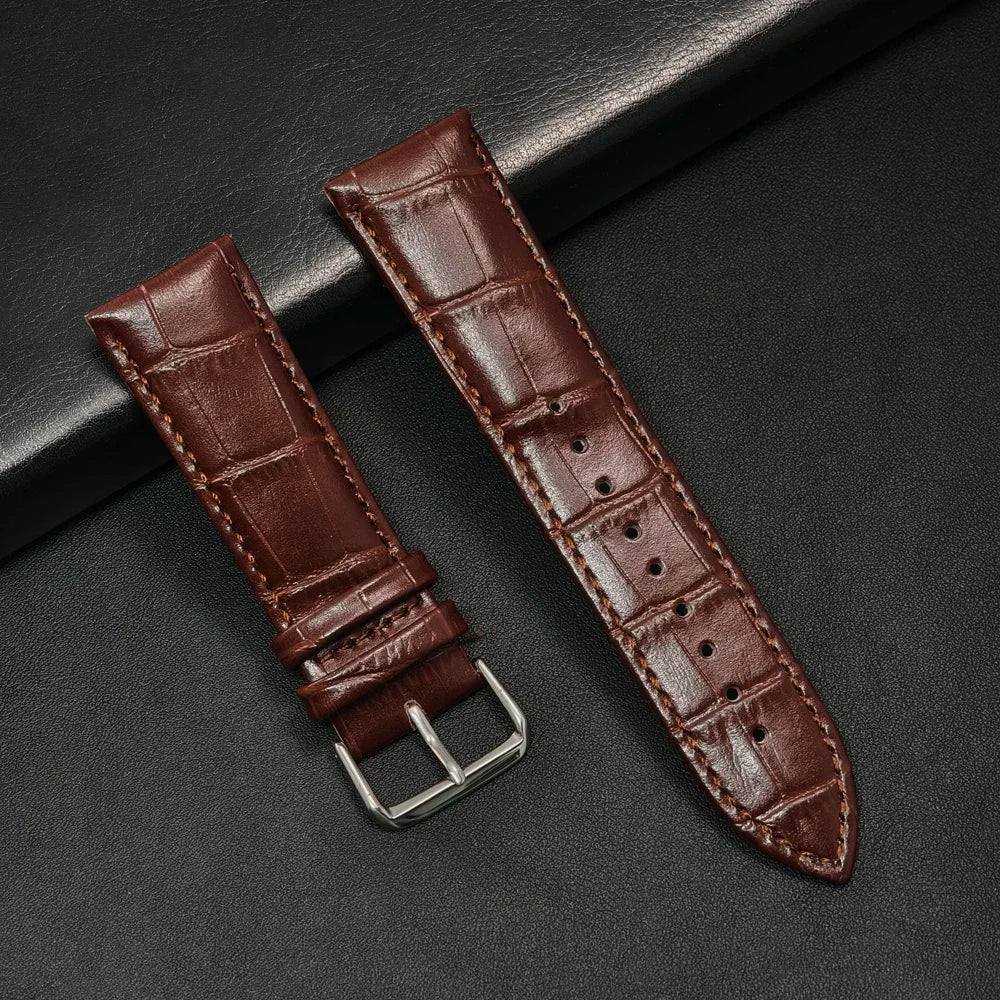 Leather Watch Strap 20mm/22mm - Vintage Replacement Band for Samsung Galaxy Watch 7/6/5/4 and Xiaomi Redmi Watch 3 Lite/Active