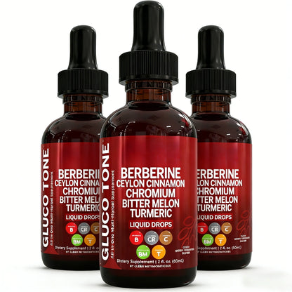 Berberine Liquid Drops Supplement - Ceylon Cinnamon, Bitter Melon, Glucomannan, Gymnema, Chromium & Turmeric Extract Blend