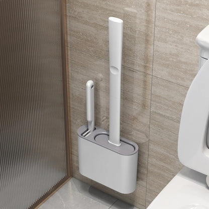 Wall-Mounted Toilet Brush with Holder – Long Handled Silicone Soft Bristles for Bathroom WC Cleaning