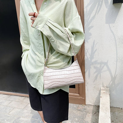 Retro Alligator Pattern PU Leather Handbag for Women – Small Shoulder & Clutch Tote Purse