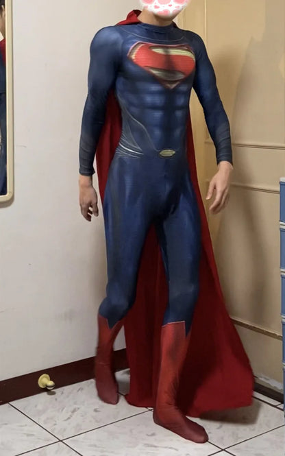 Adults Man of Steel Cosplay Costume – Superhero Zentai Bodysuit Jumpsuit for Halloween & Parties