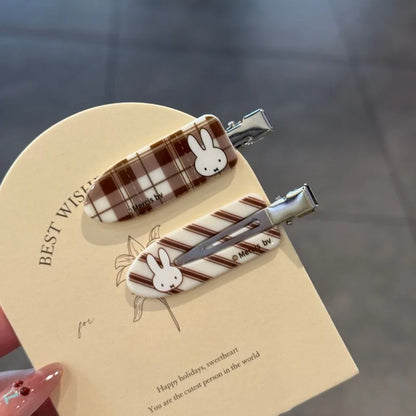 Miffy Cartoon Hair Clip Set - 3PCS Cute Heart Design Bangs Pins for Girls Sweet Fashion Styling