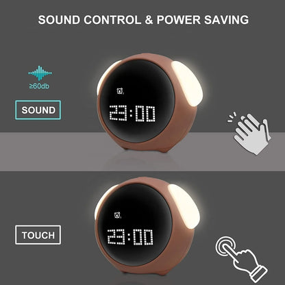 Digital Kids Alarm Clock with Light — Cute Cartoon Emotion Table Clock for Children