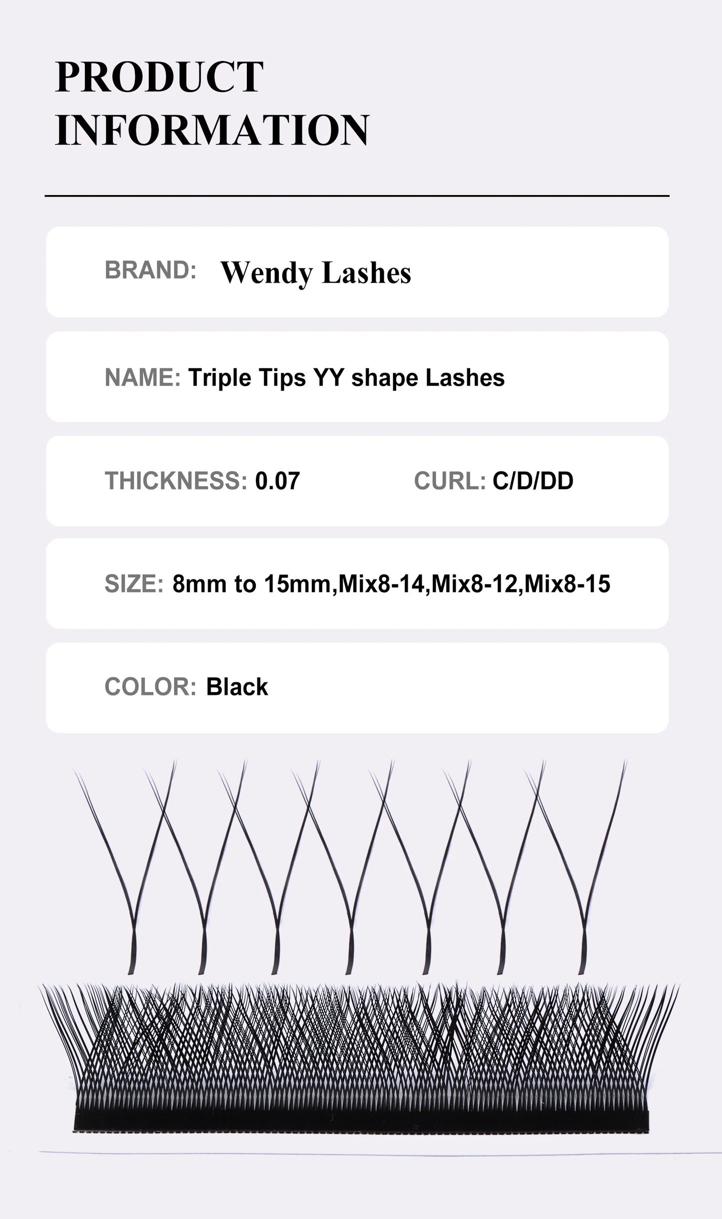 Wendy Lashes YY Shape Eyelash Extensions – Automatic Flowering W-Shape 3D-8D Premade Black Lashes