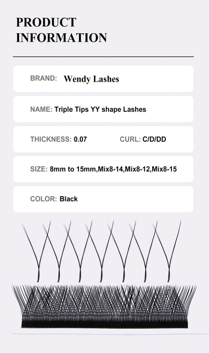 Wendy Lashes YY Shape Eyelash Extensions – Automatic Flowering W-Shape 3D-8D Premade Black Lashes