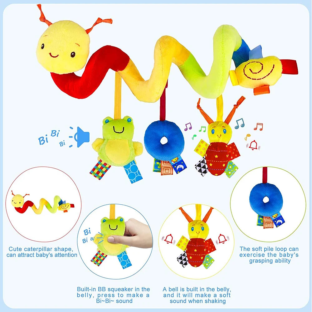Musical Spiral Activity Toy – Cute Hanging Rattles for Baby Crib, Stroller & Car Seat, Boys & Girls