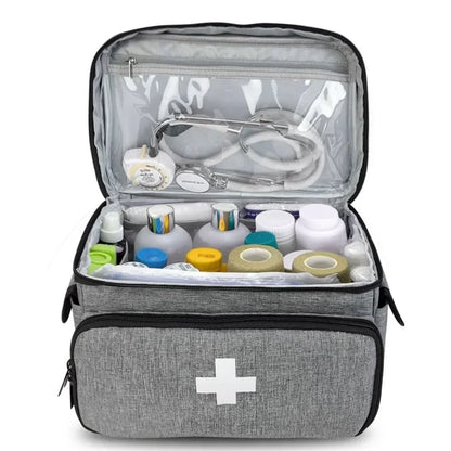 Travel First Aid Kit Bag – Multifunctional Medical Storage Organizer with Layered Medicine Boxes for Home & On-the-Go