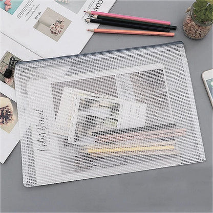 Mesh Zipper Document Bag Set - 3/5PCS A3 A4 A5 A6 Stationery Storage Pouches for School & Office Supplies
