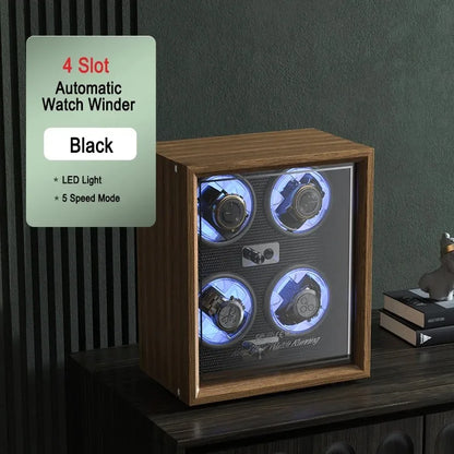 IBBETON Luxury Wood Watch Winder – High-End Automatic Watch Box (2/4/6 Slots) with Mabuchi Mute Motor & Storage Cabinet