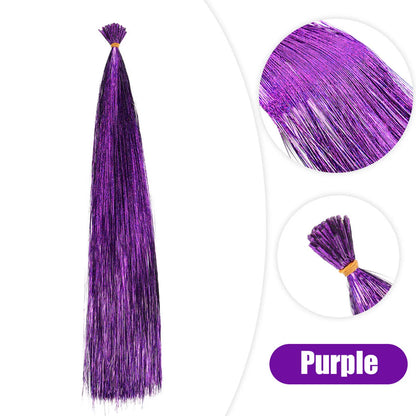 50PCS I-Tip Glitter Hair Extensions - Synthetic Fairy Tinsel Hair Strands for Women & Girls Party Hair Accessories
