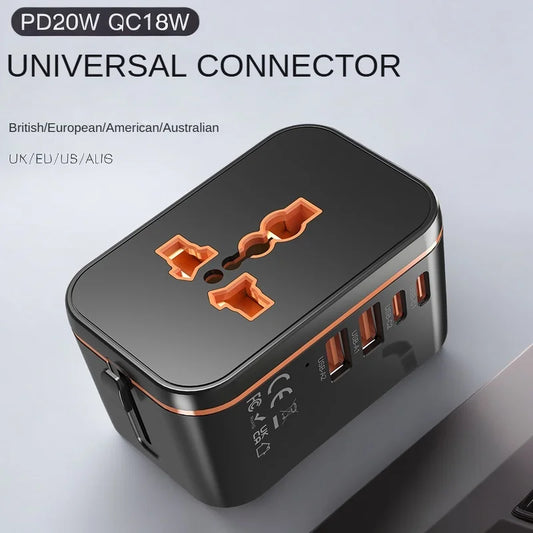 GaN Fast Charger Adapter — Multi-Port Global Travel Converter for Worldwide Use