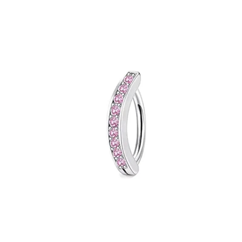 Pink Crown Belly Button Ring – Stainless Steel Heart Navel Piercing Barbell with Crystal for Women & Girls