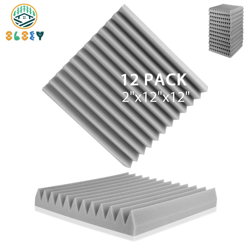 12 Pack Soundproof Foam Panels – Acoustic Sound Absorbing Pads for Studio, KTV, Home & Wall Insulation