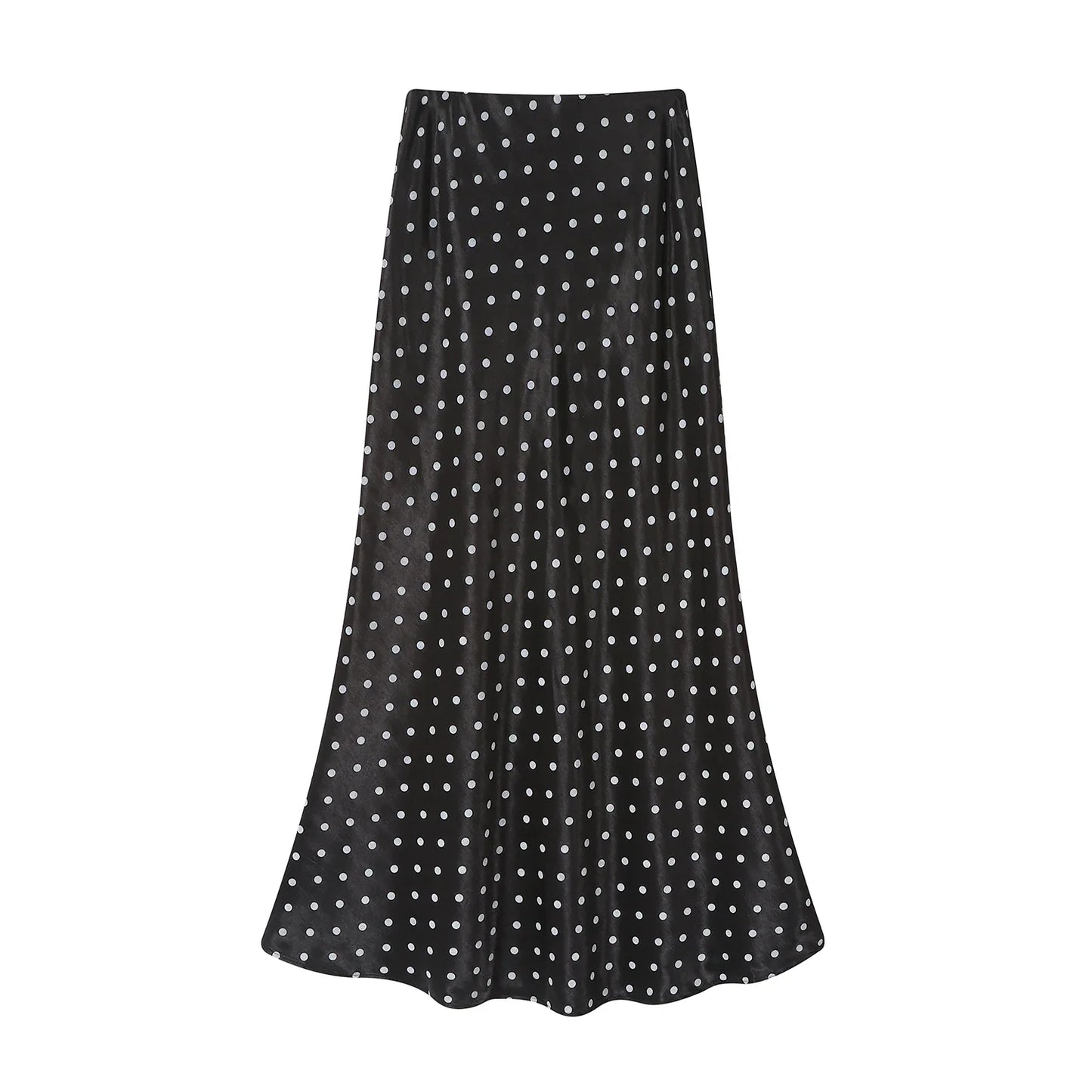 Seoulish Women’s Vintage Polka Dot Satin Mermaid Skirt – High Waist Midi Length Casual Spring Summer Fashion Skirt 2026