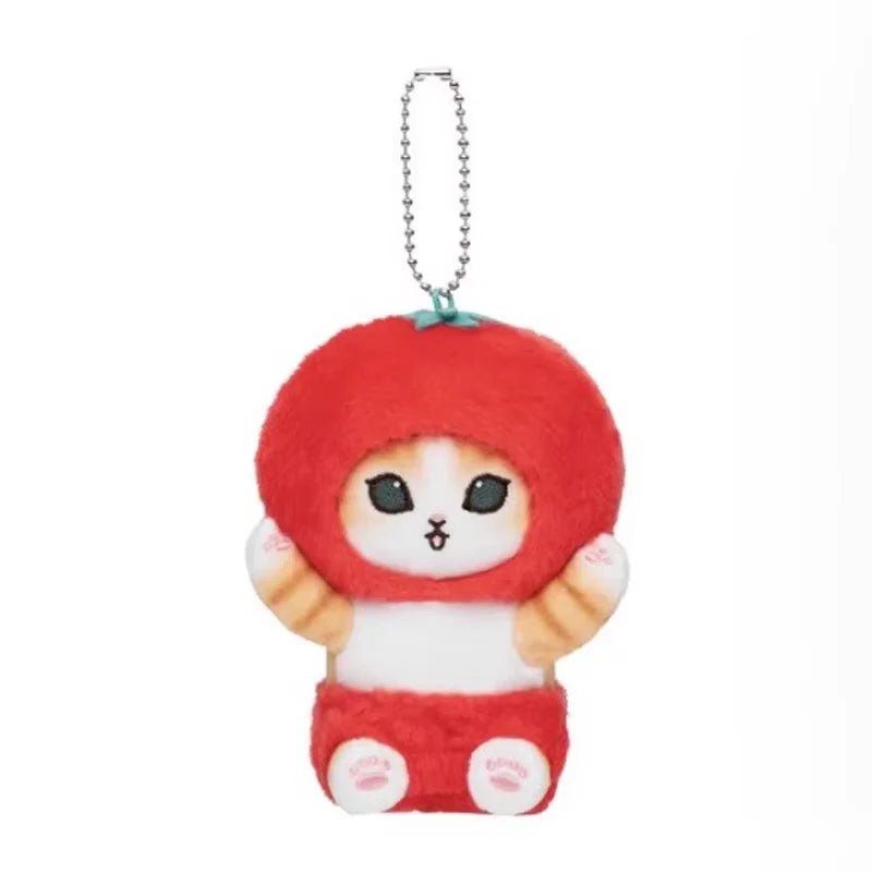 Yoyo Japanese Style Mofusand Plushie Shark Cat Keychain — Cute Fruit & Vegetable Soft Pendant Gift for Girls