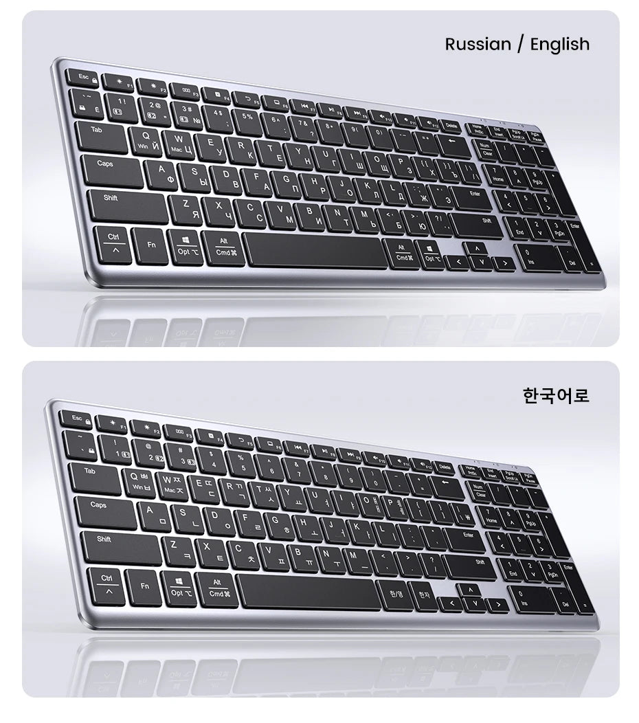 UGREEN Wireless Bluetooth 5.0 & 2.4G Keyboard – 99 Keycaps Russian/Korean/English, USB-C Rechargeable for MacBook, iPad, PC & Tablet