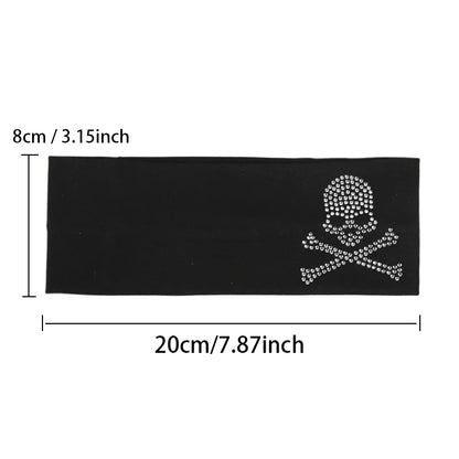 Skull Rhinestone Hairband - Retro Punk Wide-Edge Sports Headband with Elastic Anti-Sweat Design