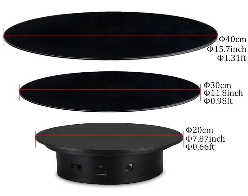 BFOLLOW 20/30/40cm Remote Control Electric Turntable – 360° Rotating Rechargeable Mirror Display Stand for Photography & Video