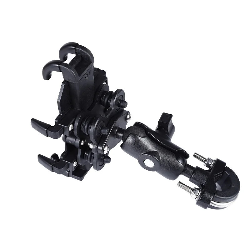 Motorcycle & Bike Phone Holder with Shock Absorber – Handlebar Rearview Mirror Mount for 4.7–7.1” Smartphones