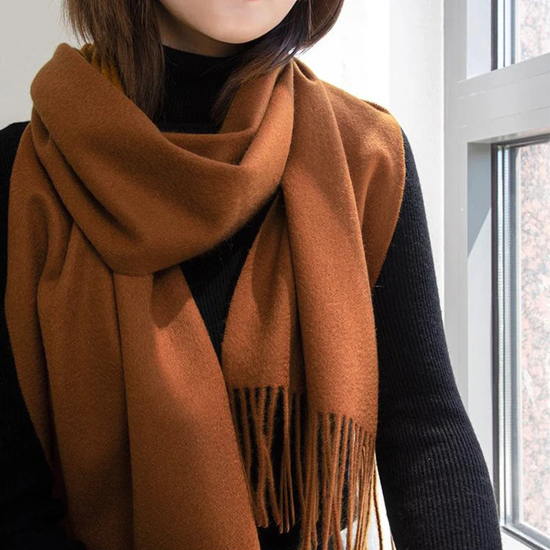 Solidlove Women’s Wool Winter Scarf – 100% Wool Cashmere Poncho Wrap, Fashionable Adult Scarf for Ladies