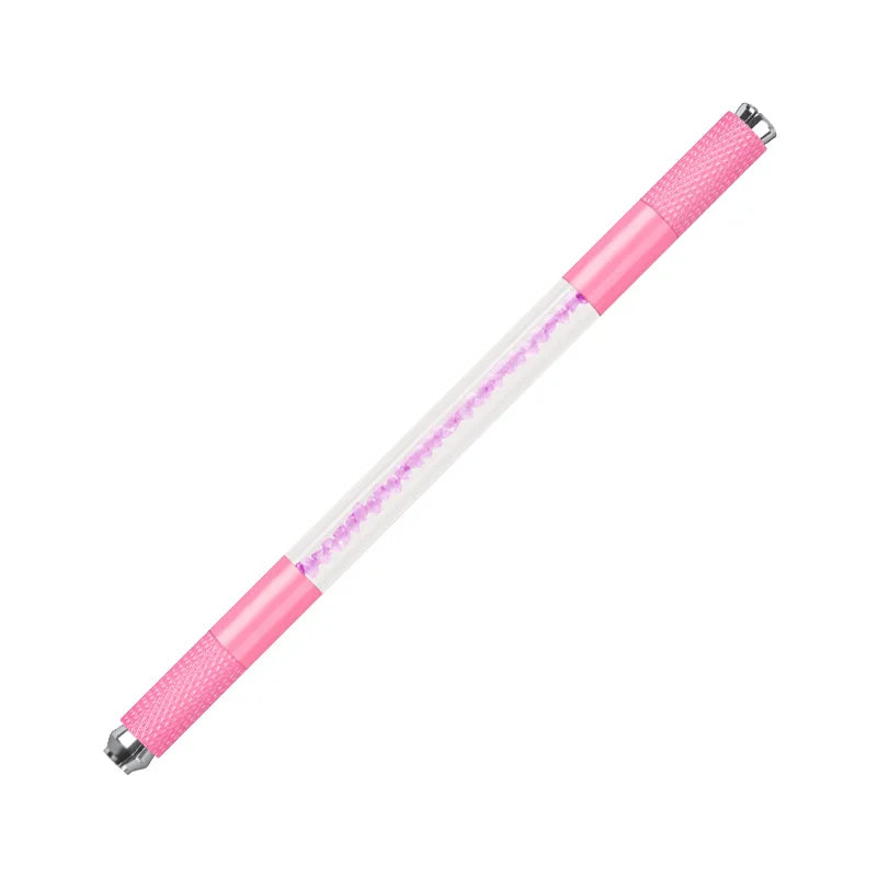Manual Double-Ended Crystal Acrylic Microblading Pen – Permanent Makeup Eyebrow Tattoo Tool for Flat & Round Needles