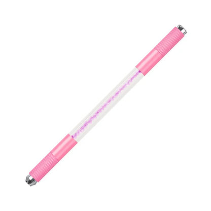 Manual Double-Ended Crystal Acrylic Microblading Pen – Permanent Makeup Eyebrow Tattoo Tool for Flat & Round Needles