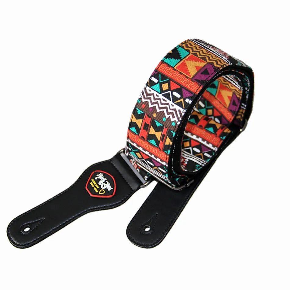 New High-Quality Cotton Guitar Strap – Adjustable Length, 6.2cm Wide for Acoustic & Electric Bass Guitars