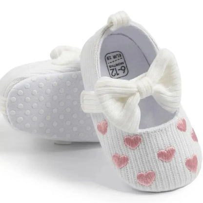 Meckior Baby Girl Shoes — Spring & Autumn Cotton Sole Moccasins with Bow, Anti-Slip First Walkers for Newborns & Toddlers