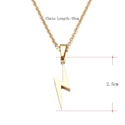 Stainless Steel Lightning Pendant Necklace – Unisex Fashion Jewelry for Hip Hop and Motorcycle Enthusiasts