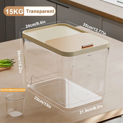 10KG Rice Storage Container & Pet Food Box - Sealed Cereal Dispenser with Buckle, Insect-Proof Grain Organizer for Kitchen