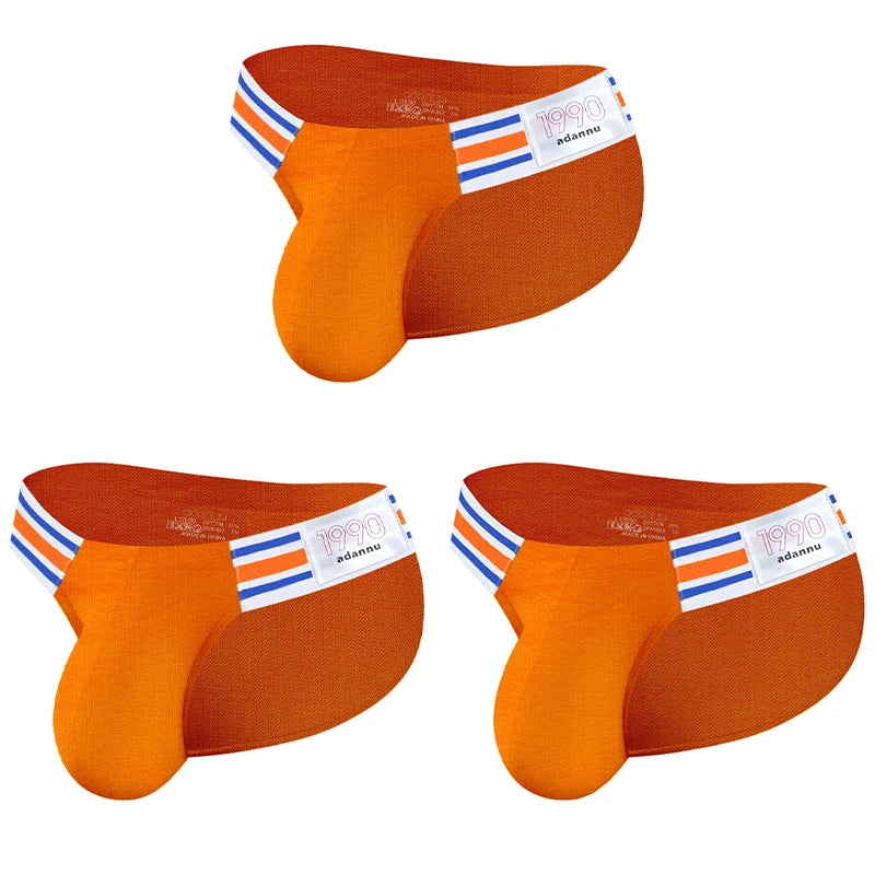 Men’s Breathable Brief Underwear 1/2/3/4PCS – High Fork Triangle Design with Striped Elastic Waistband Comfort Fit