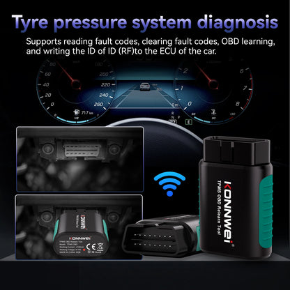 KONNWEI TK100 TPMS Programming Tool - 315/433MHz Tire Pressure Sensor Activator & Reset Tool with Lifetime Free Upgrades