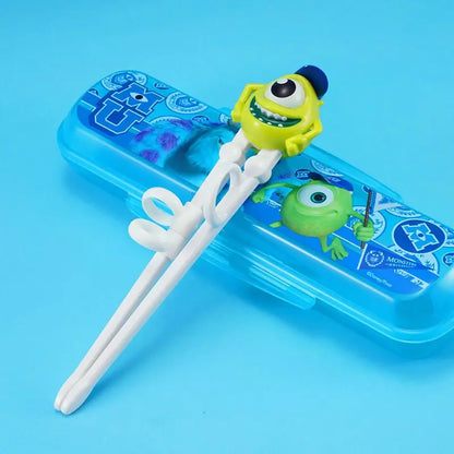 Disney Kids Tableware Set — Lightning McQueen, Mickey, Minnie, Stitch & Princess Elsa Training Chopsticks and Spoons